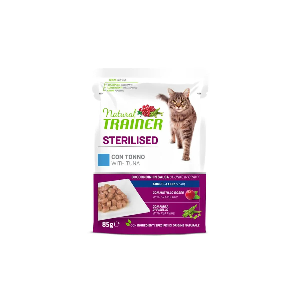 Natural Trainer Sterilised con Tonno 85g - Gatti Adulti Sterilizzati Natural Trainer Sterilised con Tonno 85g - Gatti Adulti Sterilizzati